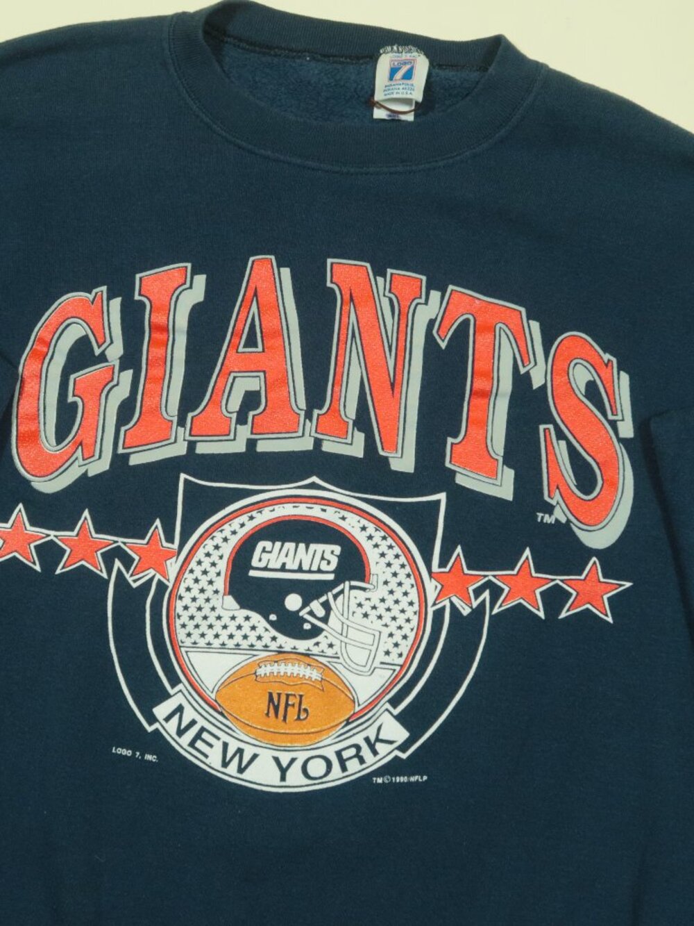 Vintage 90s Logo 7 New York Giants Crewneck Sweatshirt Mens 2XL Blue NFL NYG